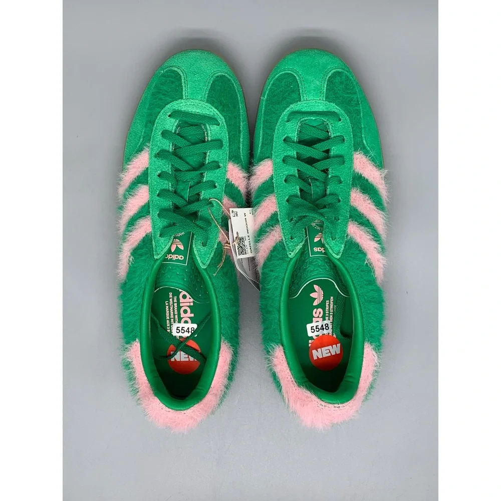Adidas Gazelle Indoor W Green Pink Faux Fur Shoes JP8342 Women's Sz 10